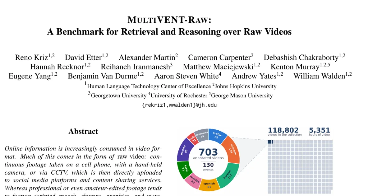 MultiVENT-Raw: A Benchmark for Retrieval and Reasoning over Raw Videos