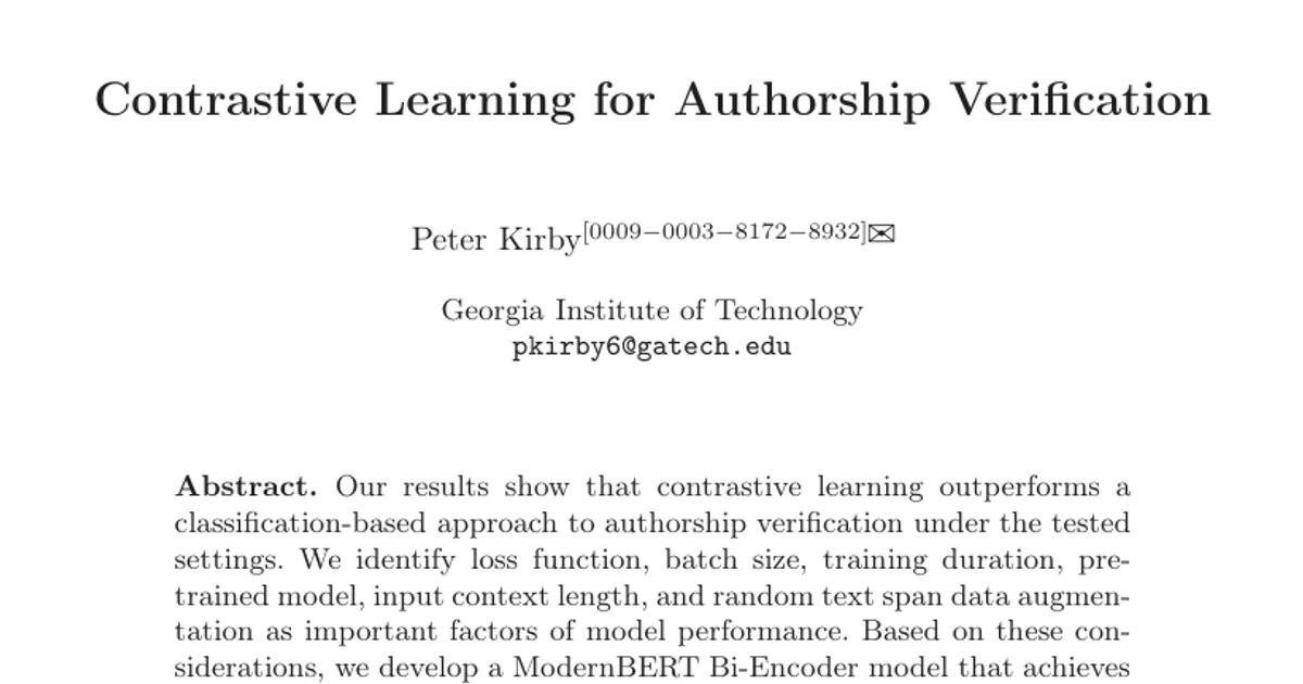 Apprendimento contrastivo per la verifica dell’autorialità