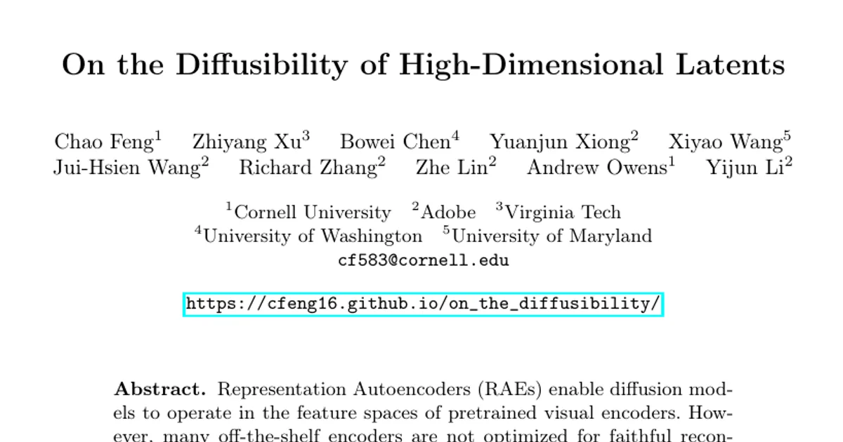 On the Diffusibility of High-Dimensional Latents