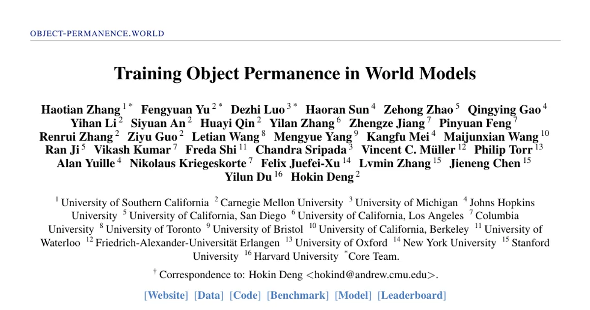 Training Object Permanence in World Models