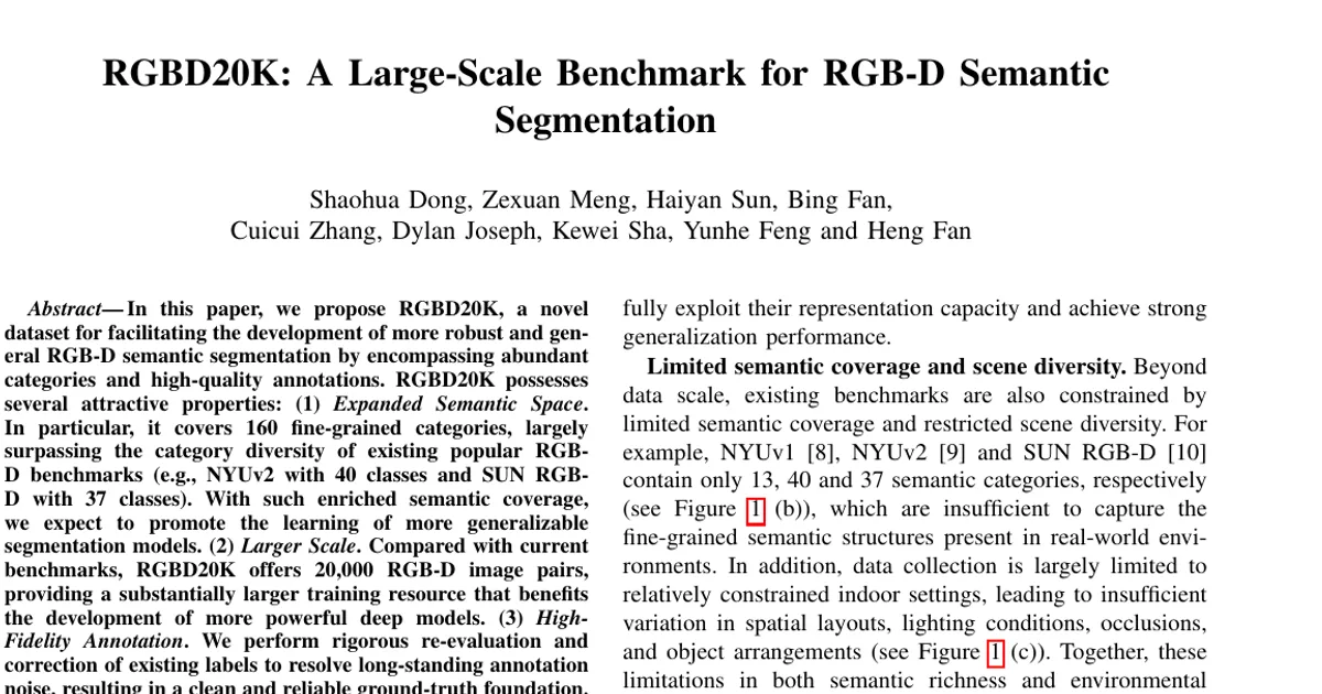 RGBD20K: un benchmark su larga scala per la segmentazione semantica RGB-D