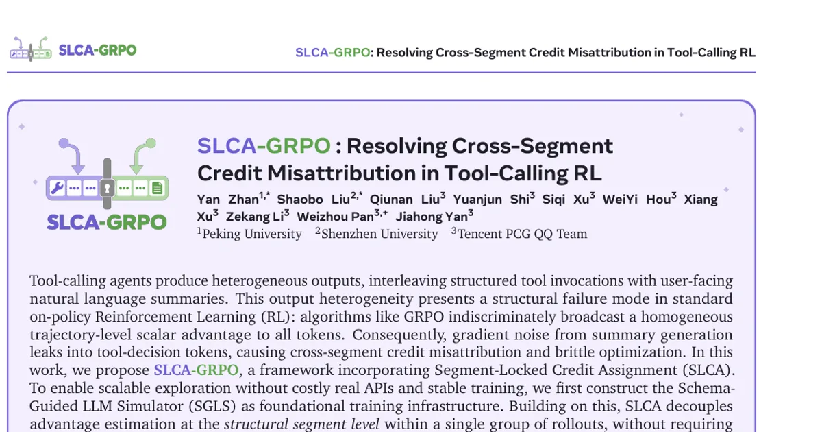 SLCA-GRPO: Resolving Cross-Segment Credit Misattribution in Tool-Calling RL
