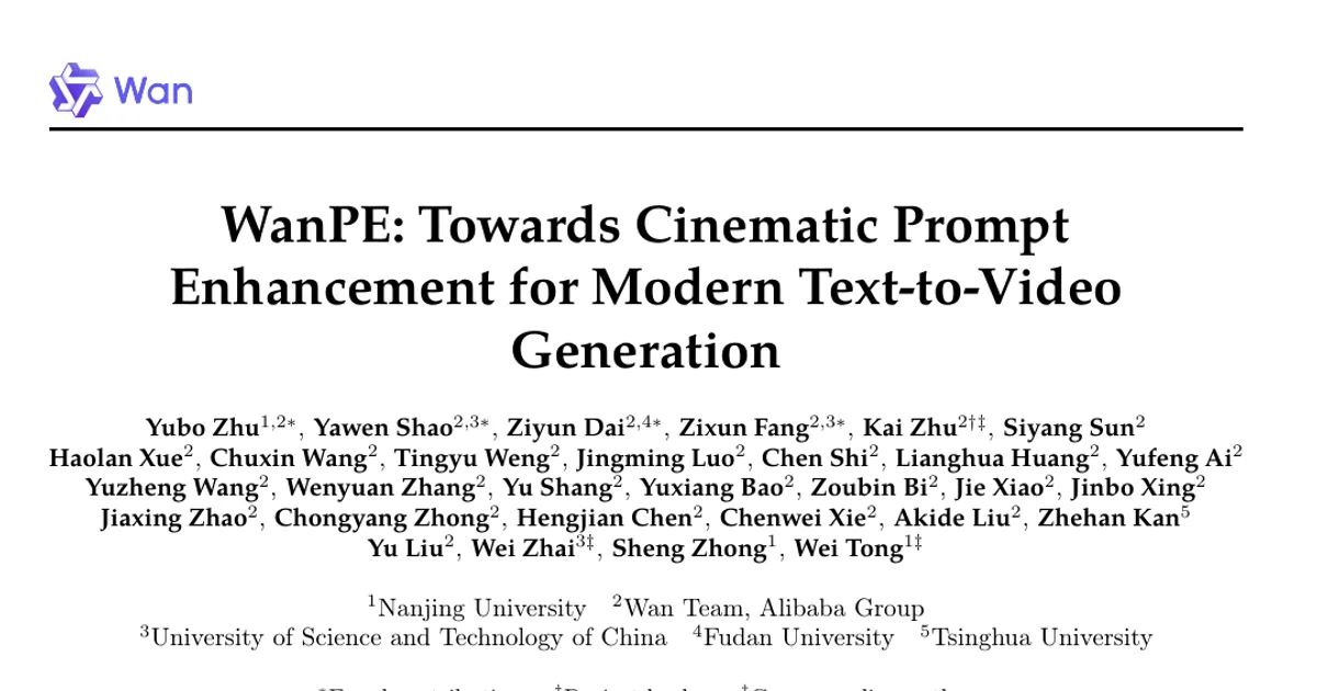 WanPE: verso un miglioramento cinematografico dei prompt per la moderna generazione di video da testo