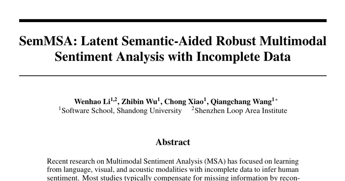SemMSA: analisi robusta del sentiment multimodale con dati incompleti, assistita dalla semantica latente