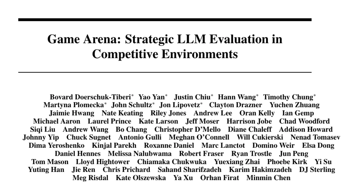 Game Arena: Strategic LLM Evaluation in Competitive Environments