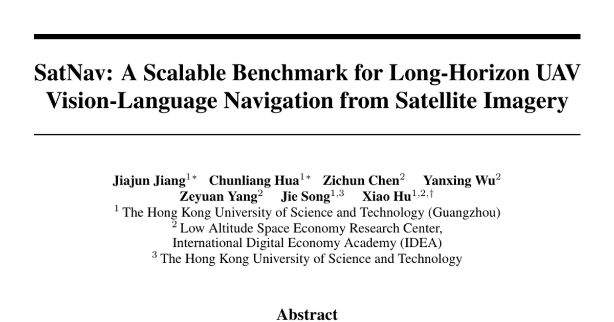 SatNav: A Scalable Benchmark for Long-Horizon UAV Vision-Language Navigation from Satellite Imagery