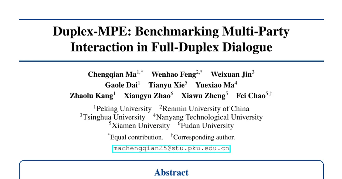 Duplex-MPE: Benchmarking Multi-Party Interaction in Full-Duplex Dialogue