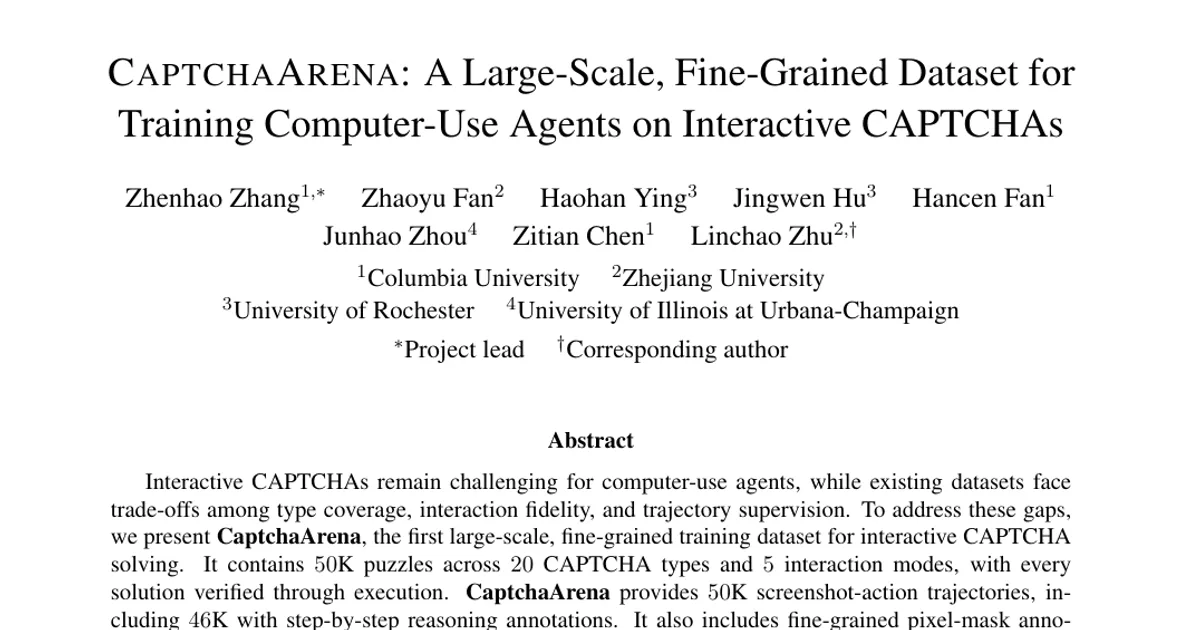CaptchaArena: A Large-Scale, Fine-Grained Dataset for Training Computer-Use Agents on Interactive CAPTCHAs