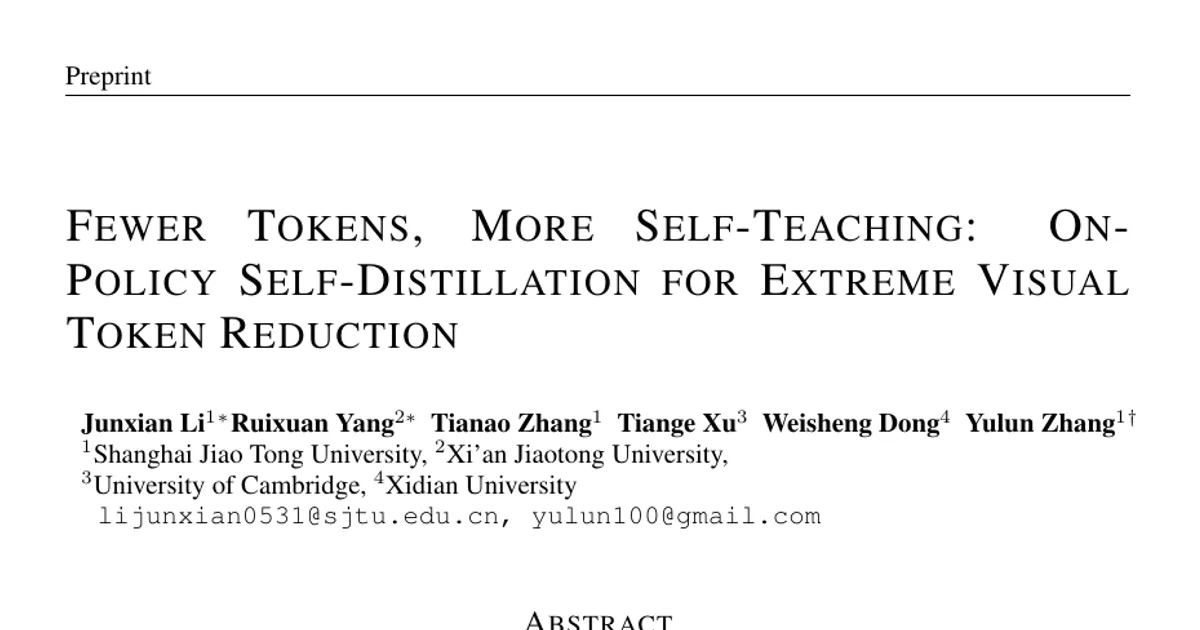 Fewer Tokens, More Self-Teaching: On-Policy Self-Distillation for Extreme Visual Token Reduction