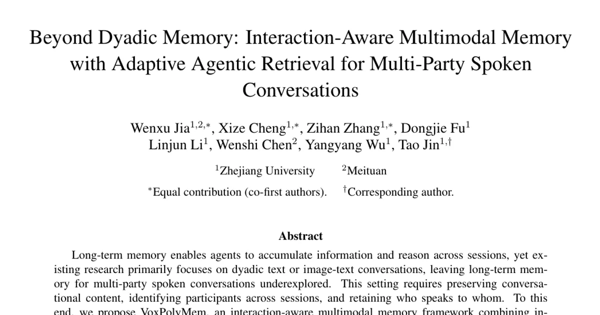 Beyond Dyadic Memory: Interaction-Aware Multimodal Memory with Adaptive Agentic Retrieval for Multi-Party Spoken Conversations