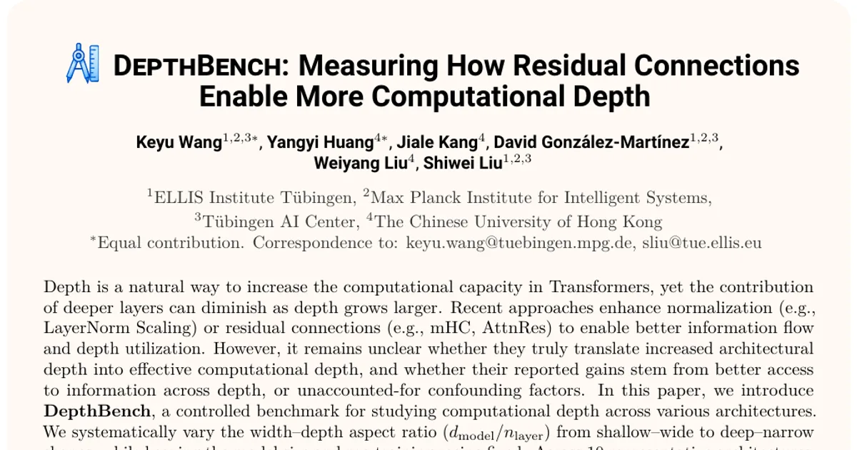 DepthBench: Measuring How Residual Connections Enable More Computational Depth
