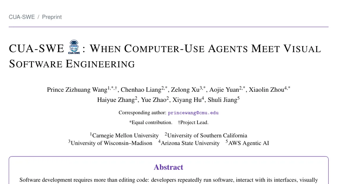 CUA-SWE: When Computer-Use Agents Meet Visual Software Engineering