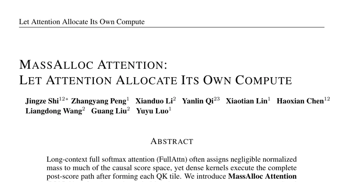 MassAlloc Attention: Let Attention Allocate Its Own Compute