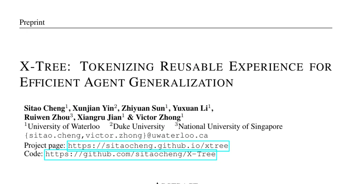 X-Tree: Tokenizing Reusable Experience for Efficient Agent Generalization