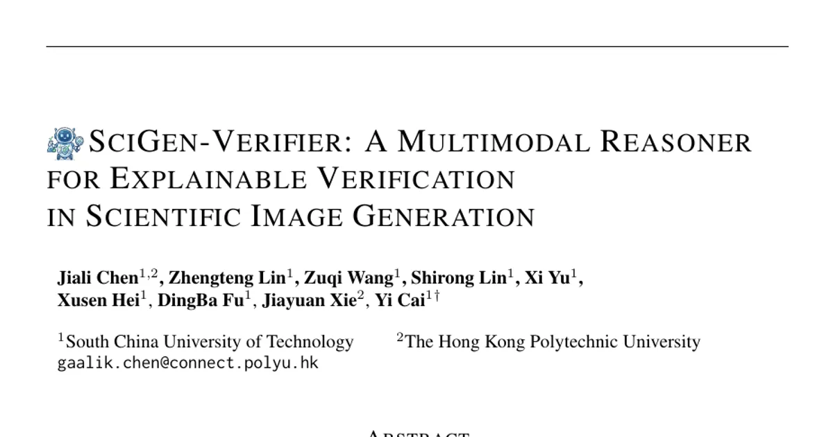 SciGen-Verifier: A Multimodal Reasoner for Explainable Verification in Scientific Image Generation