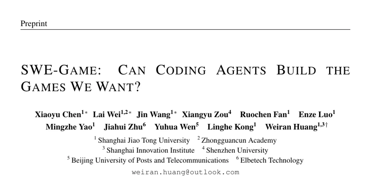 SWE-Game: Can Coding Agents Build the Games We Want?