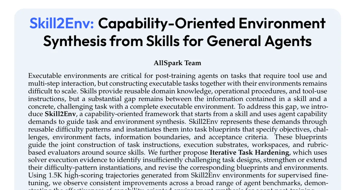 Skill2Env: Capability-Oriented Environment Synthesis from Skills for General Agents