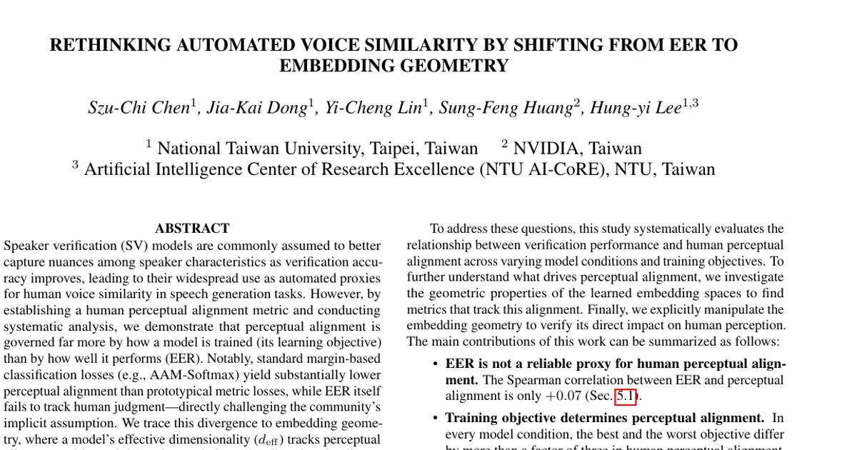 Rethinking Automated Voice Similarity by Shifting from EER to Embedding Geometry