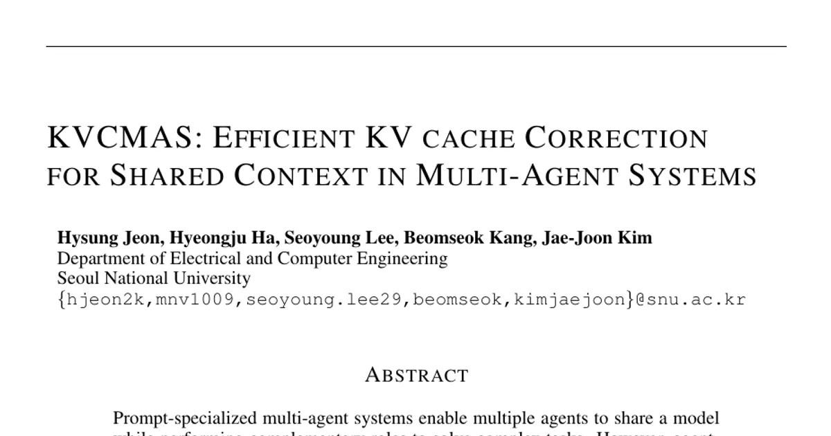 KVCMAS: Efficient KV cache Correction for Shared Context in Multi-Agent Systems