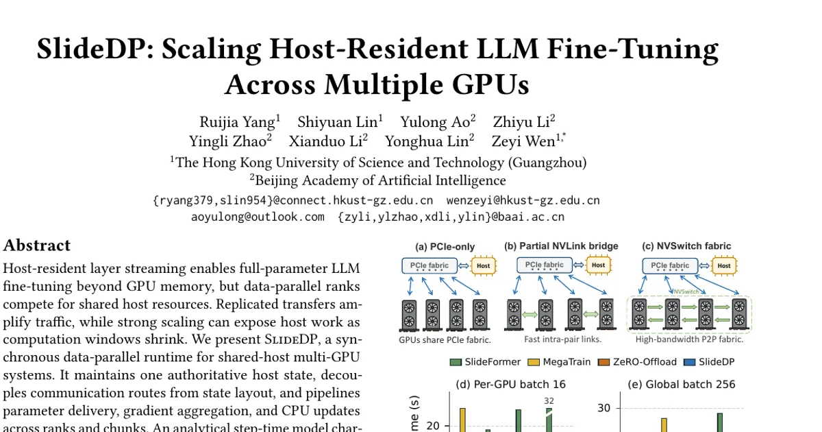 SlideDP: Scaling Host-Resident LLM Fine-Tuning Across Multiple GPUs