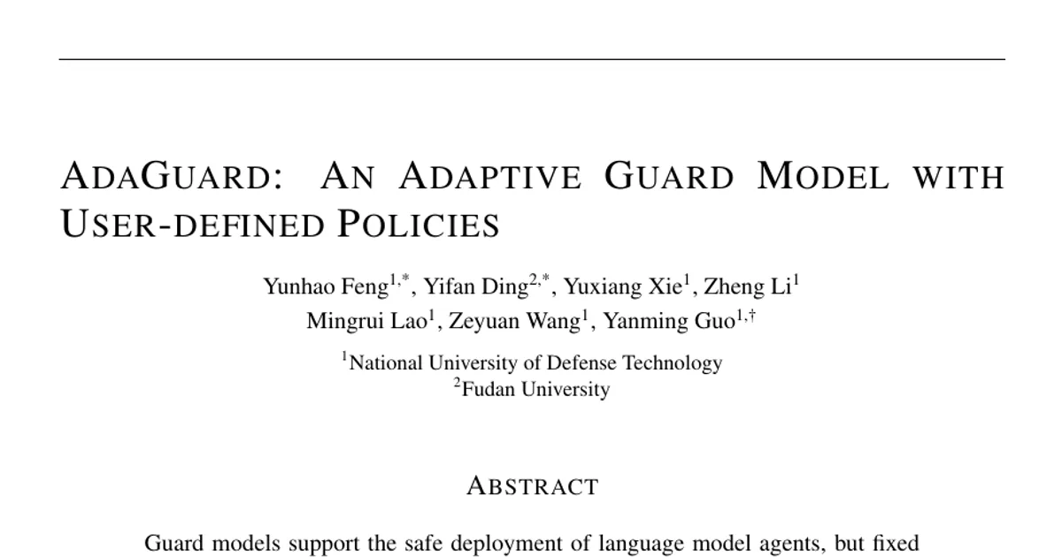 AdaGuard: An Adaptive Guard Model with User-defined Policies