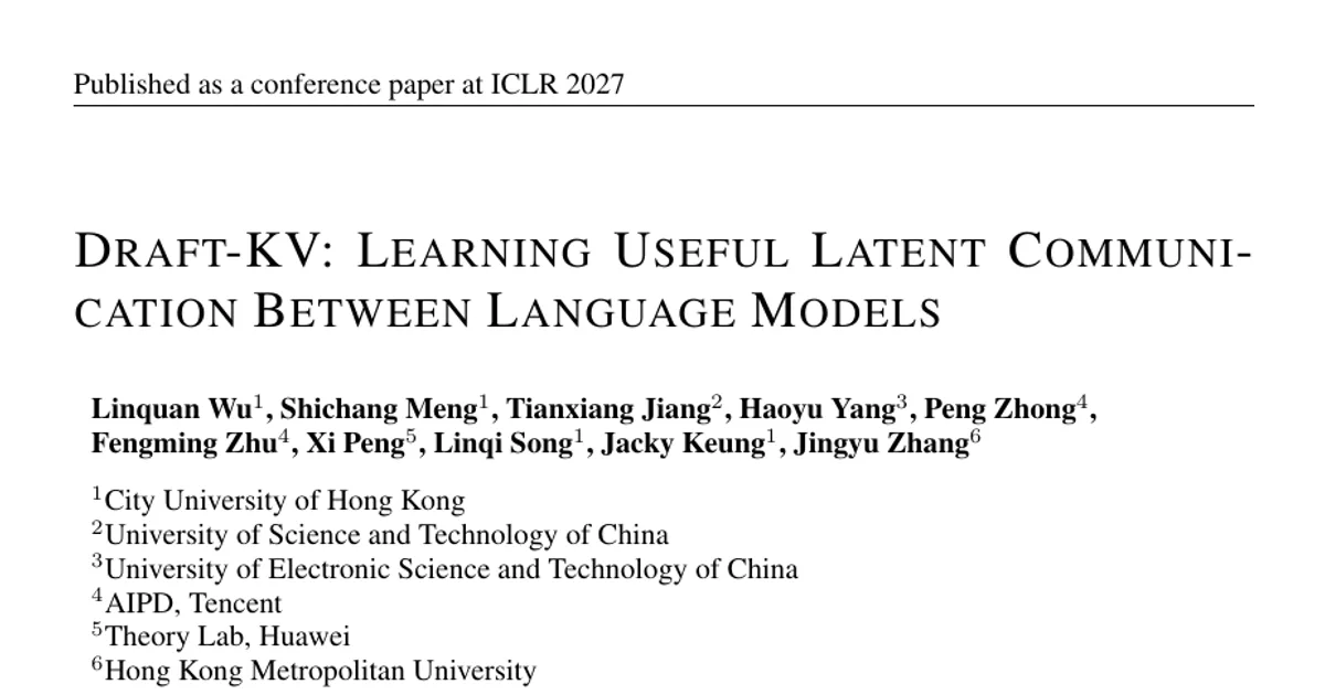 Draft-KV: Learning Useful Latent Communication Between Language Models