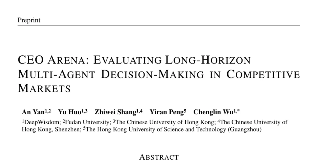 CEO Arena: Evaluating Long-Horizon Multi-Agent Decision-Making in Competitive Markets