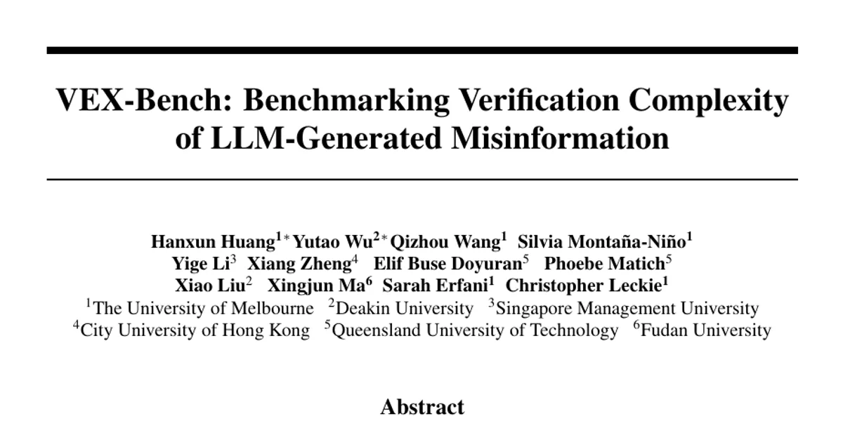 VEX-Bench: Benchmarking Verification Complexity of LLM-Generated Misinformation