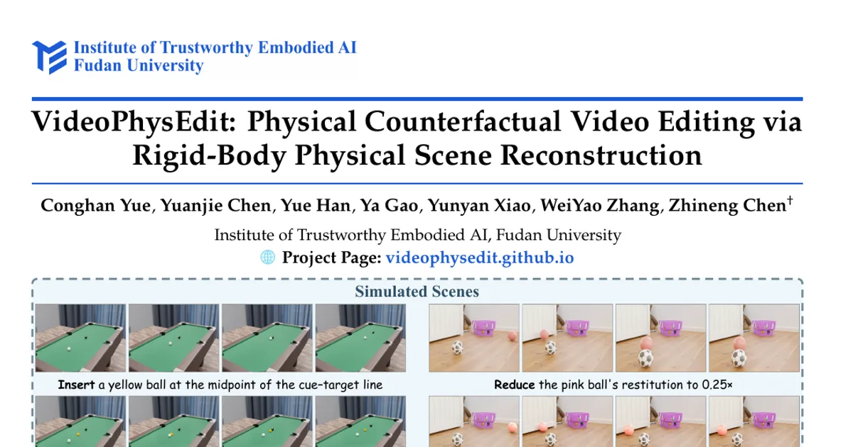 VideoPhysEdit: Physical Counterfactual Video Editing via Rigid-Body Physical Scene Reconstruction