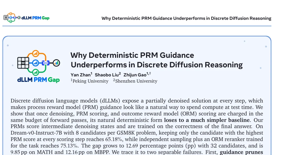 Why Deterministic PRM Guidance Underperforms in Discrete Diffusion Reasoning