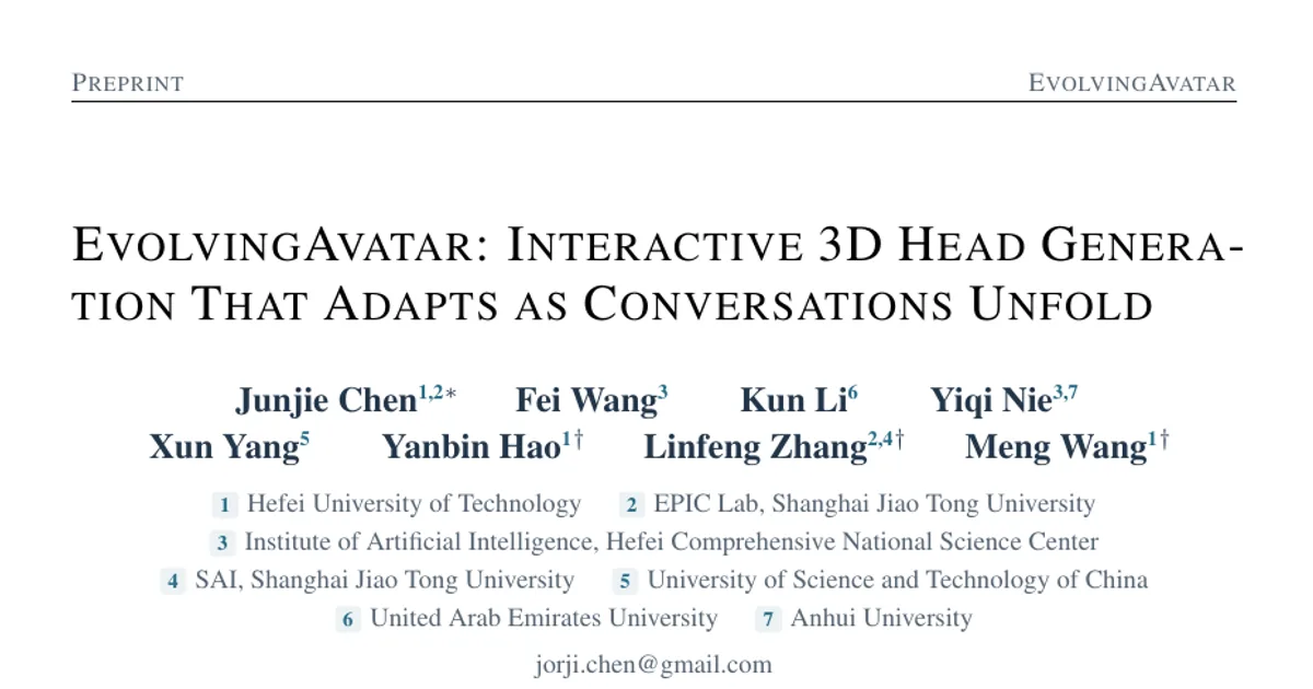 EvolvingAvatar: Interactive 3D Head Generation That Adapts as Conversations Unfold