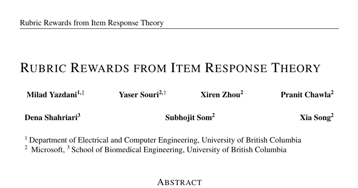 Rubric Rewards from Item Response Theory