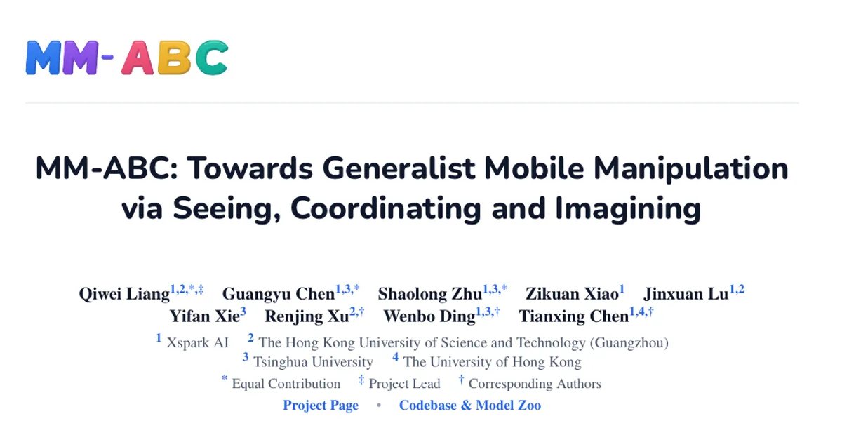 MM-ABC: Towards Generalist Mobile Manipulation via Seeing, Coordinating and Imagining