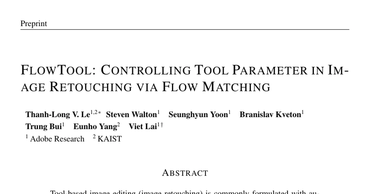 FlowTool: Controlling Tool Parameter in Image Retouching via Flow Matching