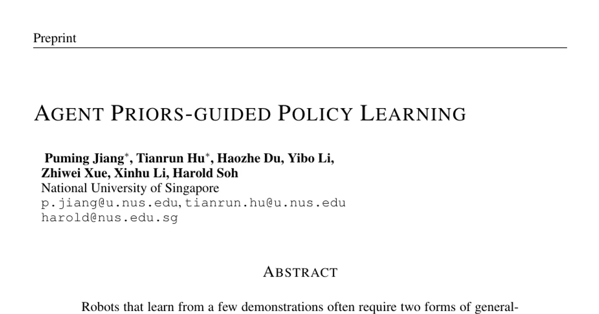 Agent Priors-guided Policy Learning