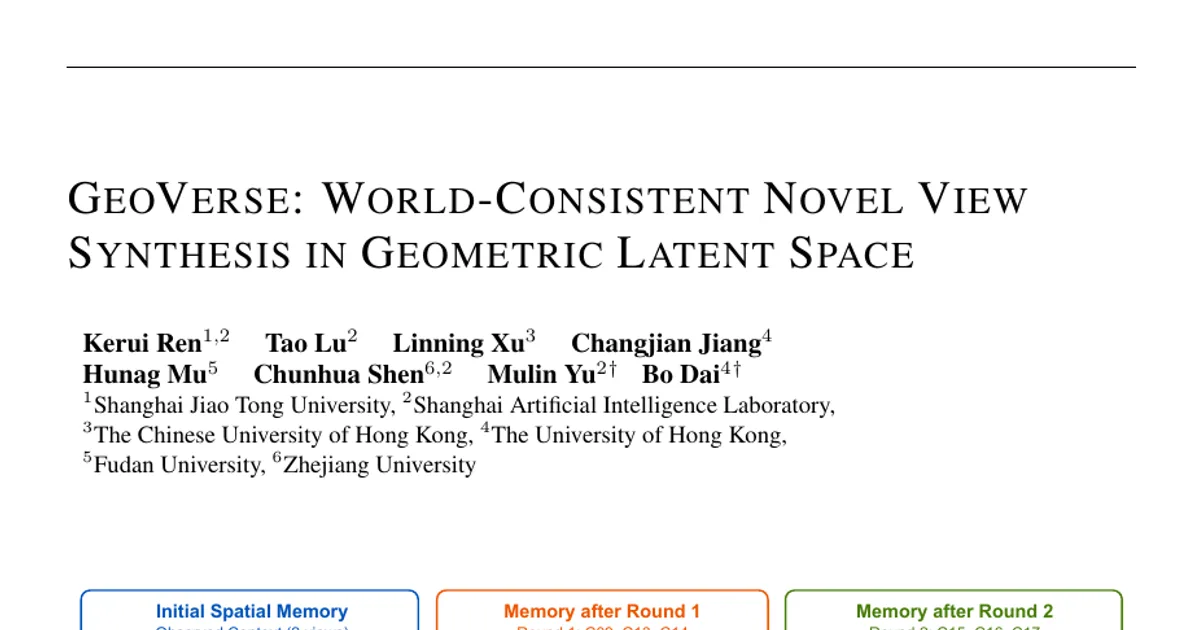 GeoVerse: World-Consistent Novel View Synthesis in Geometric Latent Space