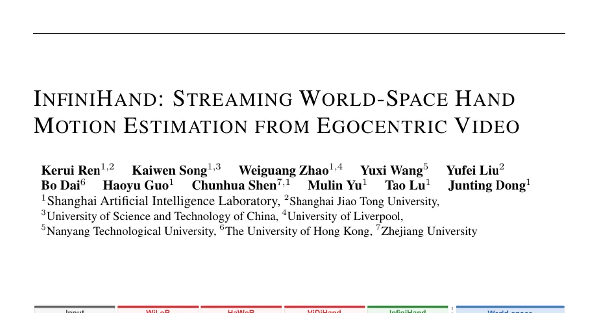 InfiniHand: Streaming World-Space Hand Motion Estimation from Egocentric Video
