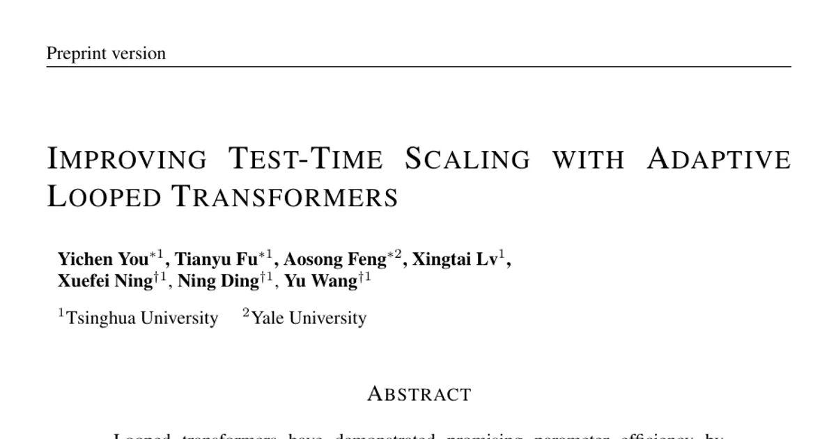 Improving Test-Time Scaling with Adaptive Looped Transformers