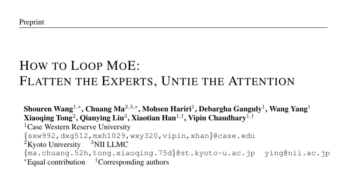 How to Loop MoE: Flatten the Experts, Untie the Attention