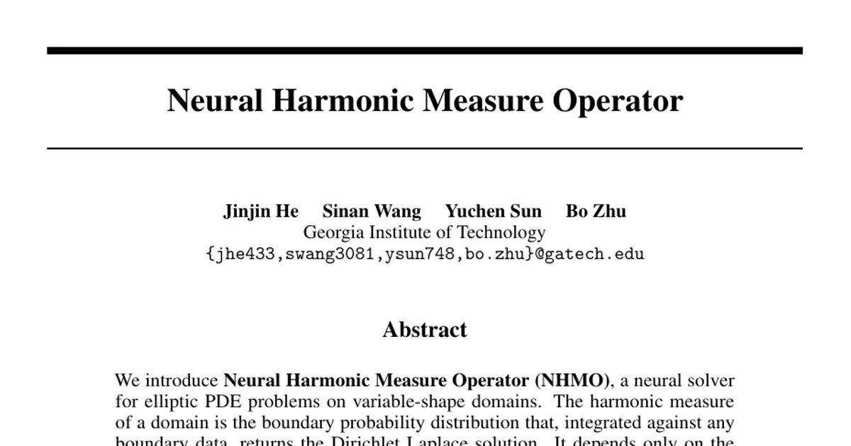 Neural Harmonic Measure Operator