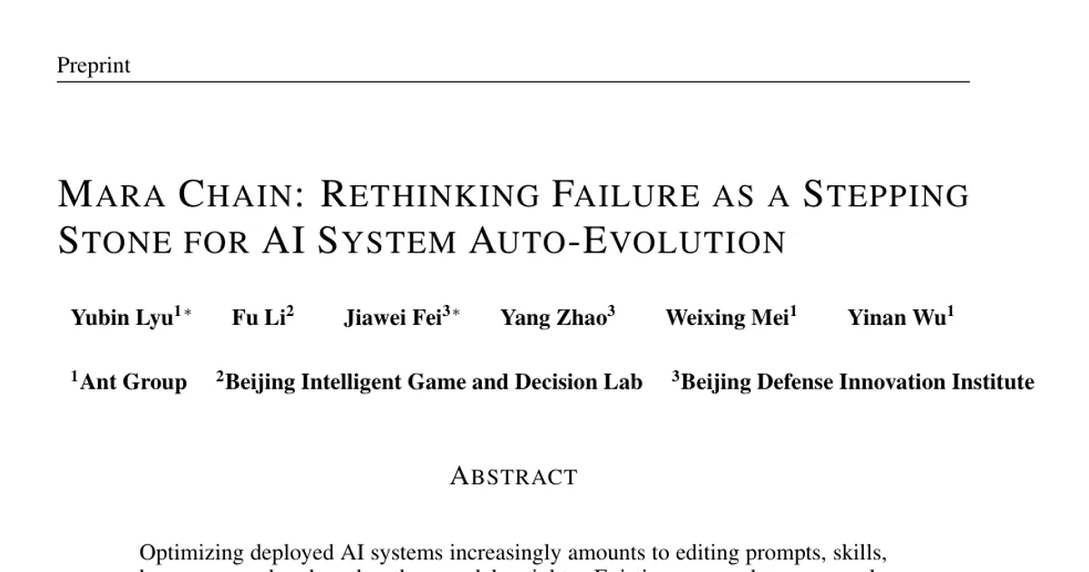 Mara Chain: Rethinking Failure as a Stepping Stone for AI System Auto-Evolution