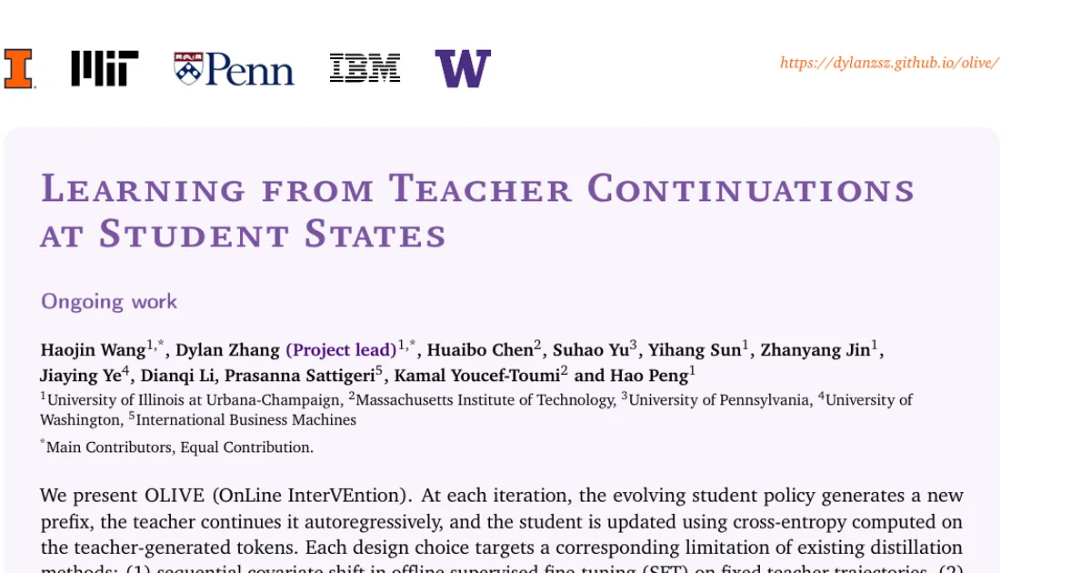 Learning from Teacher Continuations at Student States
