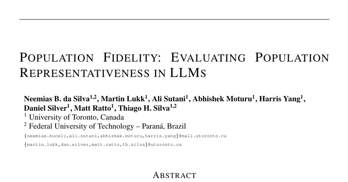 Population Fidelity: Evaluating Population Representativeness in LLMs