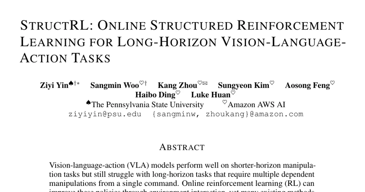 StructRL: Online Structured Reinforcement Learning for Long-Horizon Vision-Language-Action Tasks