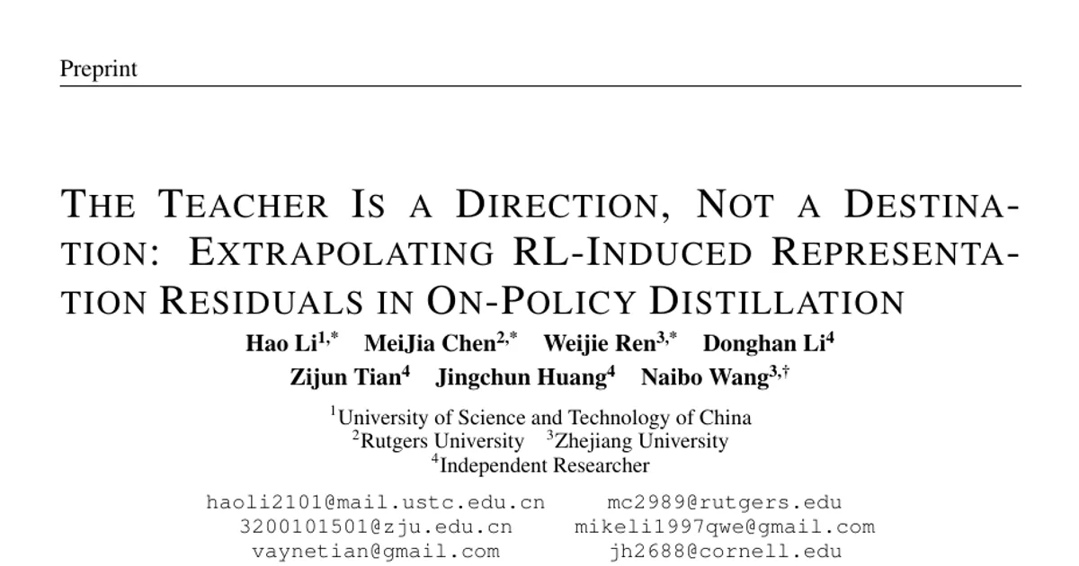 The Teacher Is a Direction, Not a Destination: Extrapolating RL-Induced Representation Residuals in On-Policy Distillation