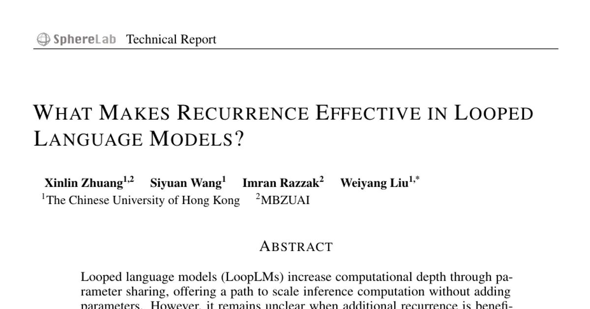 What Makes Recurrence Effective in Looped Language Models?