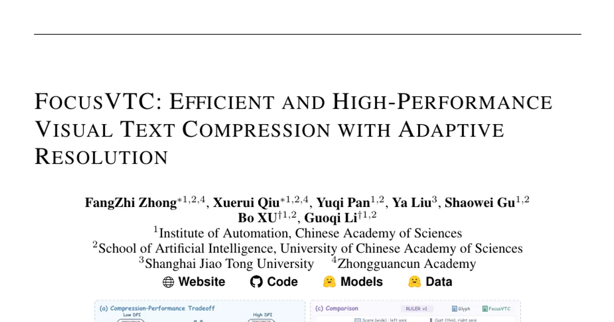FocusVTC: Efficient and High-Performance Visual Text Compression with Adaptive Resolution
