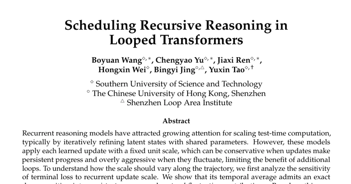 Scheduling Recursive Reasoning in Looped Transformers