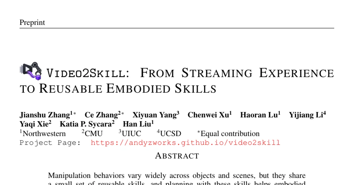 Video2Skill: From Streaming Experience to Reusable Embodied Skills