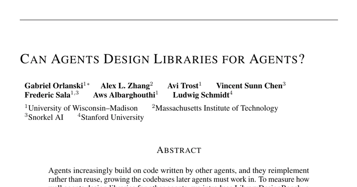 Can Agents Design Libraries for Agents?